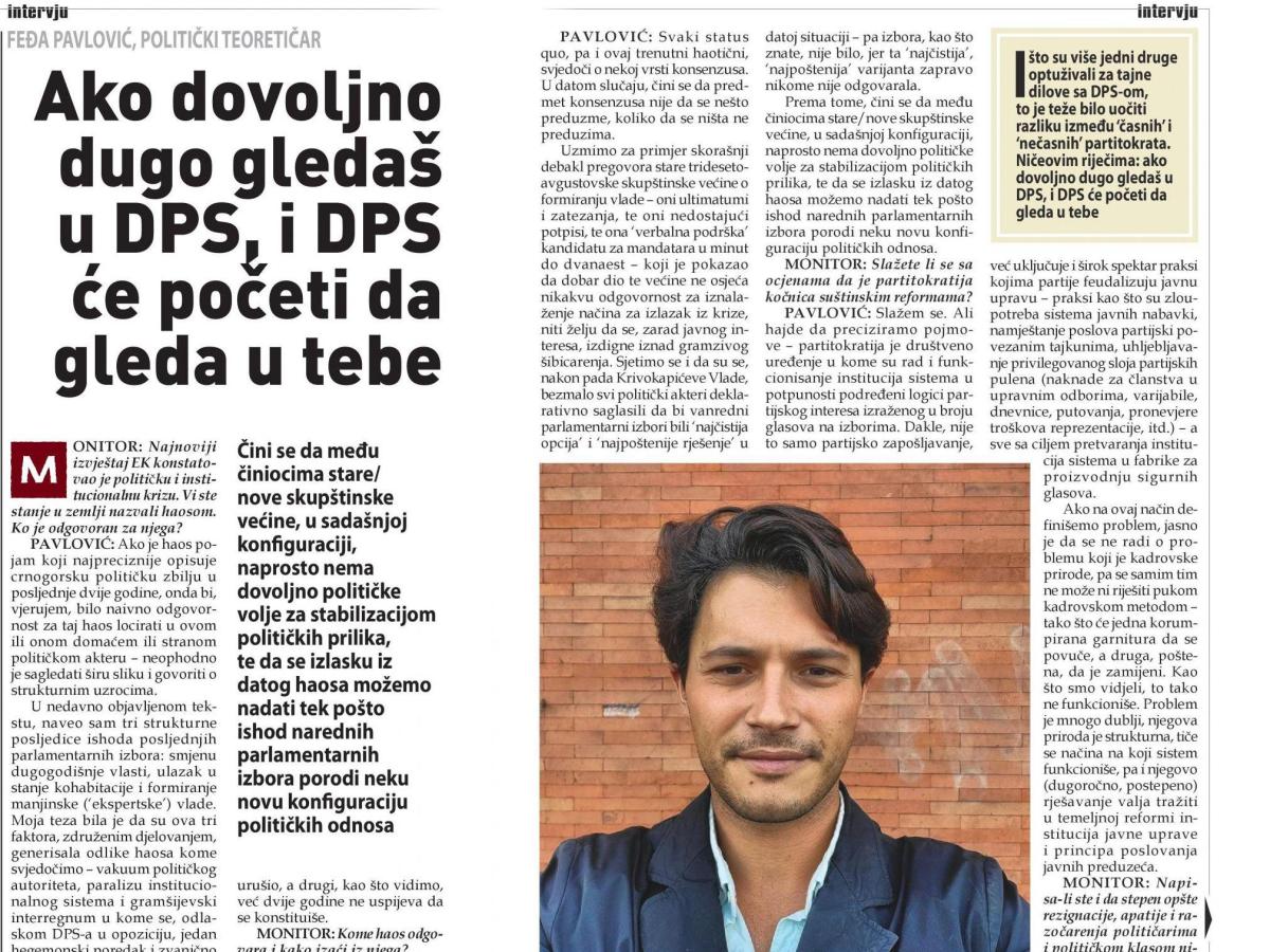 Intevju za “Monitor”