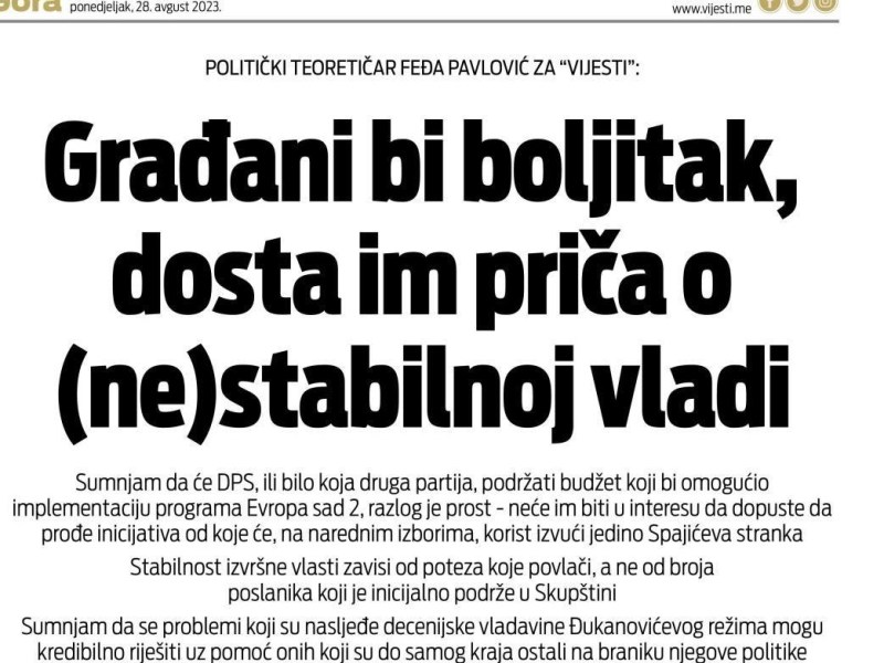 Intervju za “Vijesti”